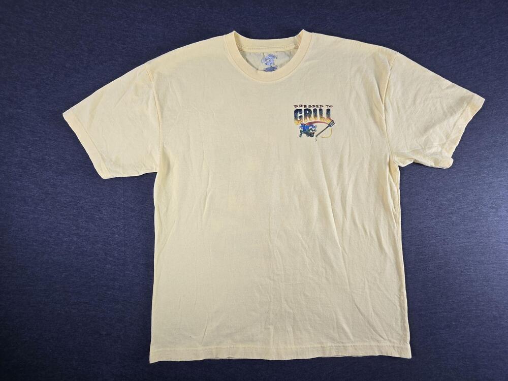 Goin' Coastal Shirt Mens XL Yellow Dressed To Grill BBQ Graphic Tropical Tee